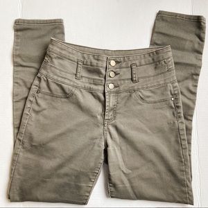 Refuge High Waisted Olive Green Skinny Jeans Size 8